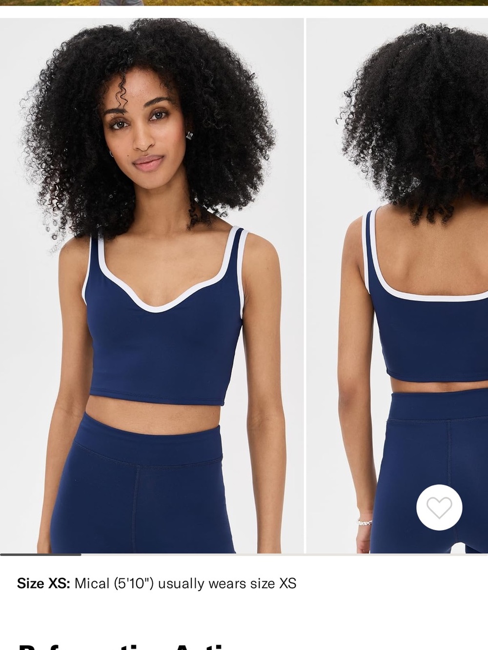 Reformation Navy Contrast-Trim Active Crop Top & High-Waist Shorts